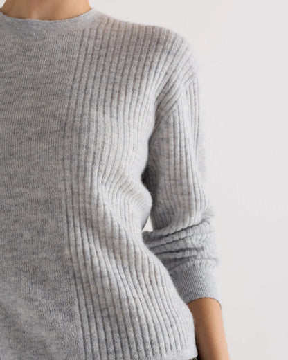 Lightweight Baby Alpaca Ribbed Crewneck - XS / Smoked Charcoal