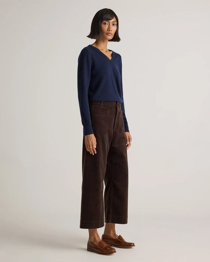 Organic Stretch Corduroy Cropped Wide Leg Pants - 0 / Black