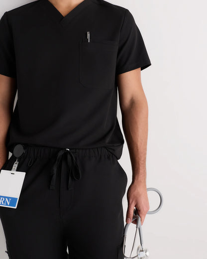 AeraFlex 3-Pocket Scrub Top - S / Bold Black