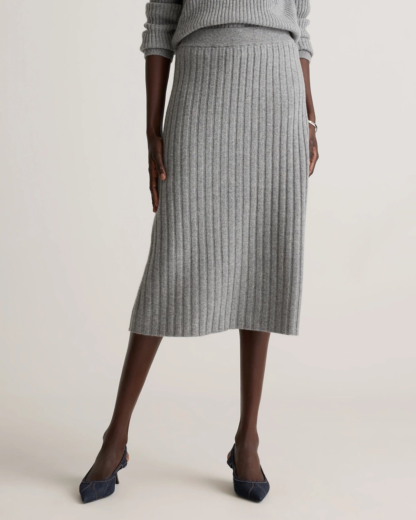 Mongolian Cashmere Midi Skirt - XS / Brown