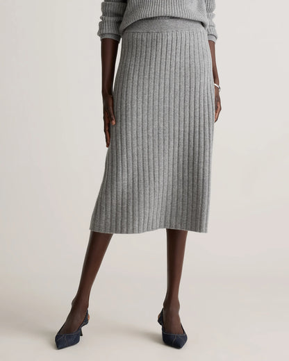 Mongolian Cashmere Midi Skirt - XS / Brown