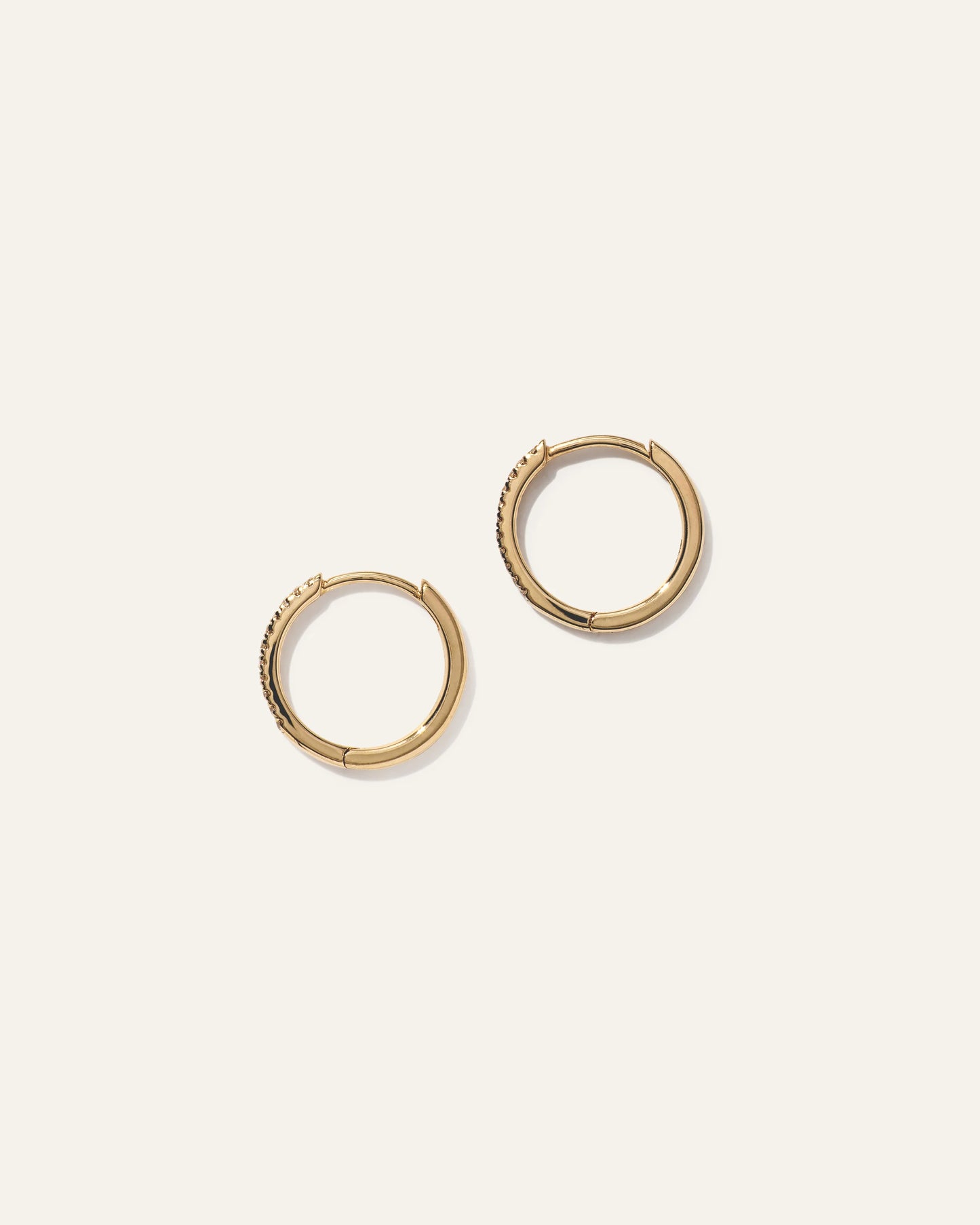 14K Gold Diamond Pave Hoops - One Size / Yellow Gold