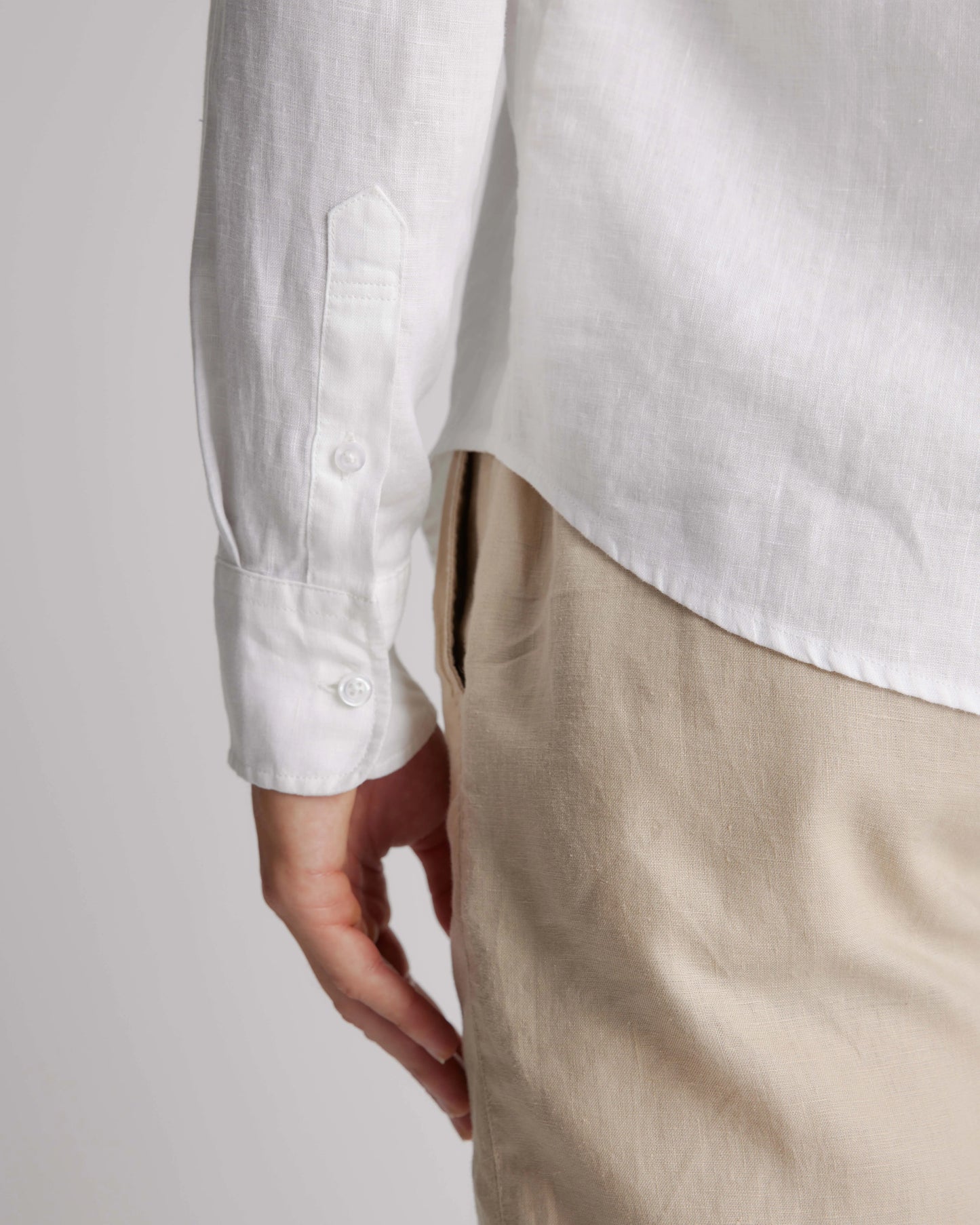 100% European Linen Relaxed Long Sleeve Shirt - XS / Flax