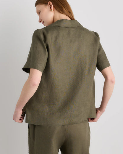 100% European Linen Short Sleeve Shirt - XS / Moonstone Blue