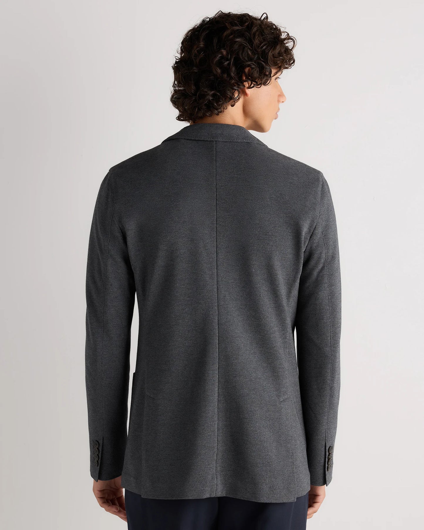 Cotton Pique Knit Blazer - XS / Heather Charcoal