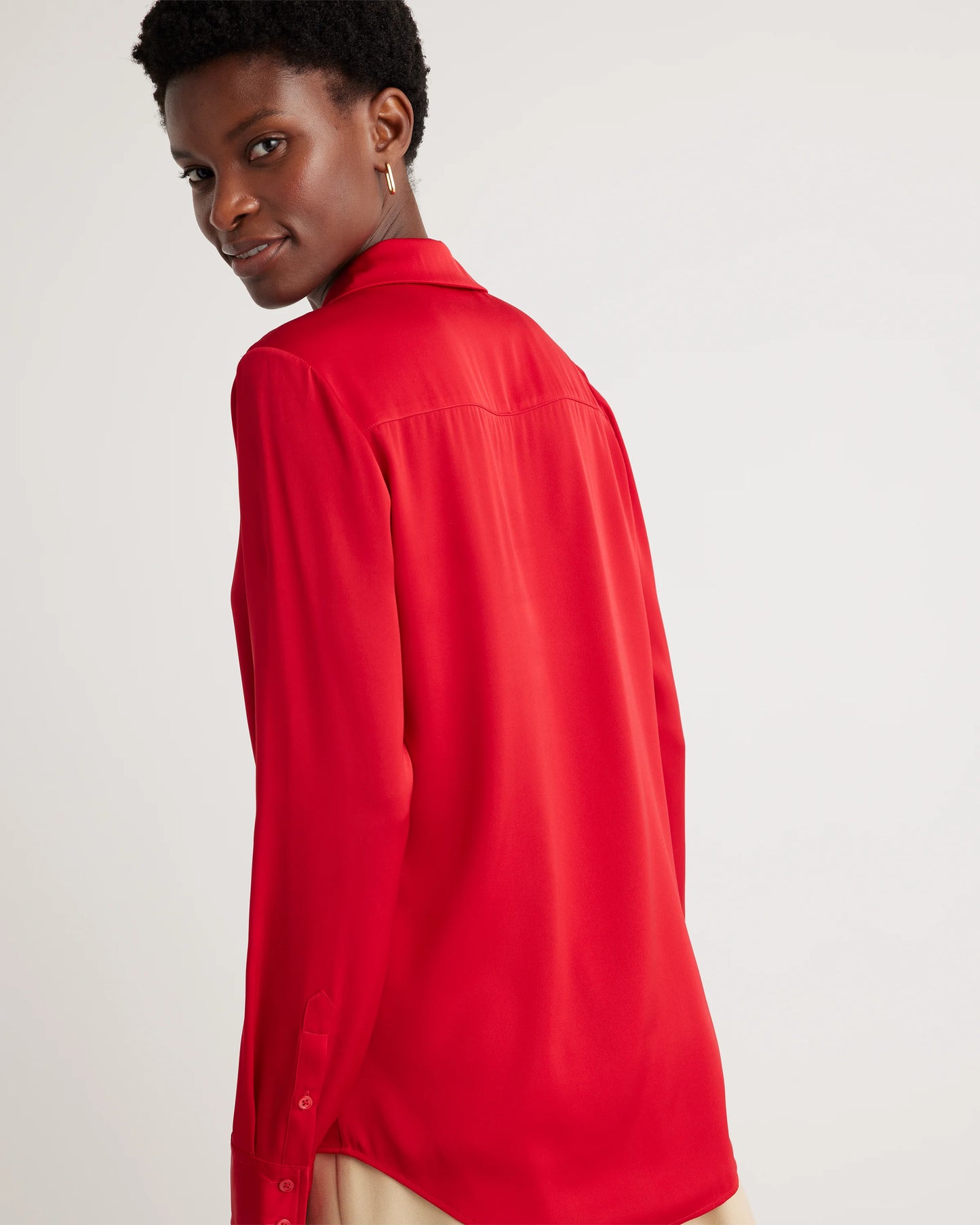 Washable Stretch Silk Notch Collar Blouse - XS / Moonstone Blue