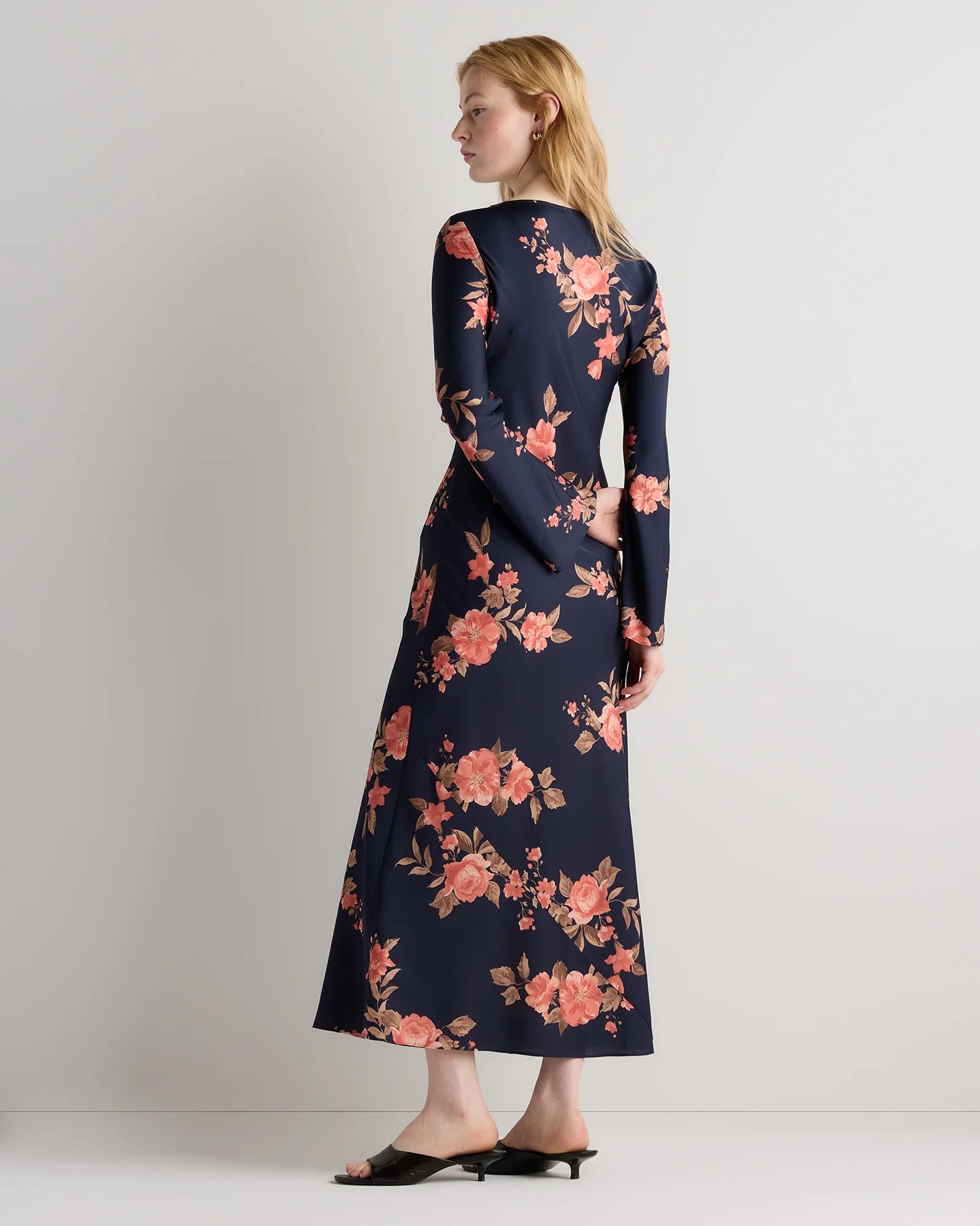 Washable Stretch Silk Long Sleeve Maxi Dress - XS / Wine Tasting Red