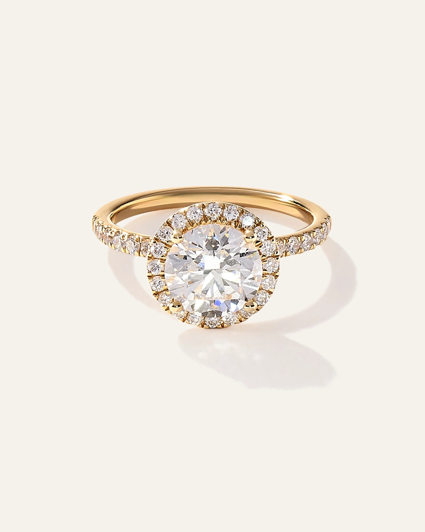 Lab Grown Diamond Round Halo Pave Engagement Ring - 2ct - 4 / Yellow Gold