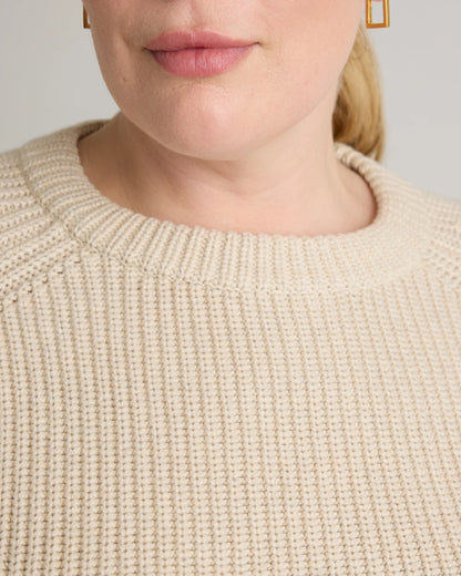 100% Organic Cotton Fisherman Crew Sweater - 1X / Blue Sapphire