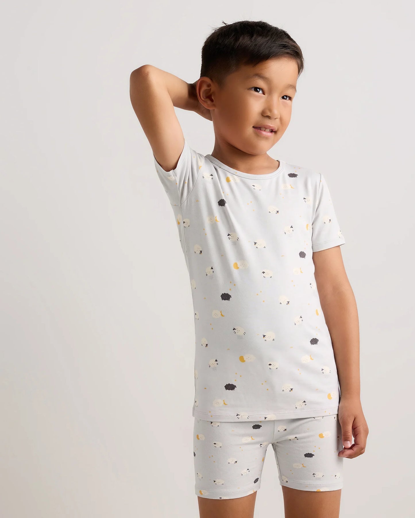 Bamboo Short Sleeve and Shorts Pajama Set - 6 / Lavender Hearts