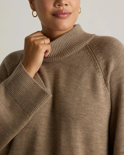 Australian Merino Wool Cropped Mock Neck Sweater - XS / Heather Bone