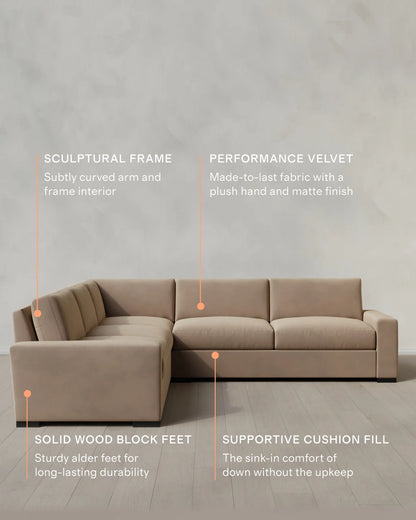 Stillman L Sectional in Performance Velvet - 116x116 / Java