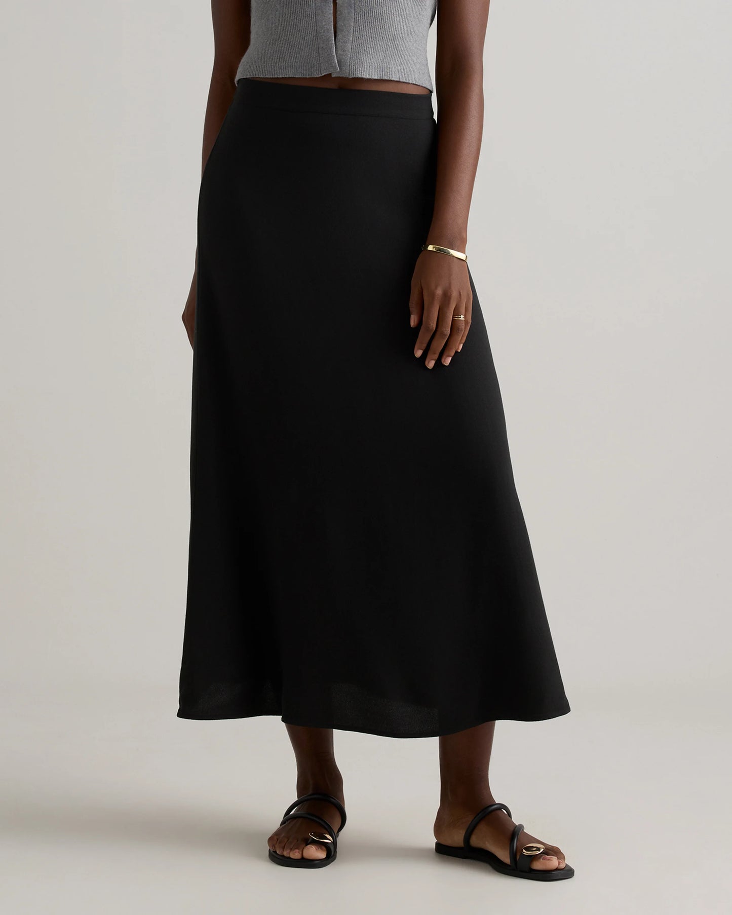 Lightweight Crepe Slip Skirt - XS / Moonstone Blue