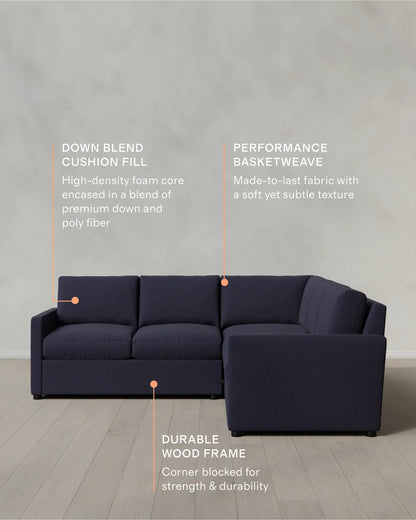 Brennan L Sectional in Performance Basketweave - 99x99 / Flax