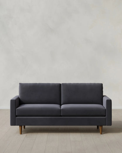 Atlas Midcentury Sofa in Performance Velvet - 6ft / Ivory