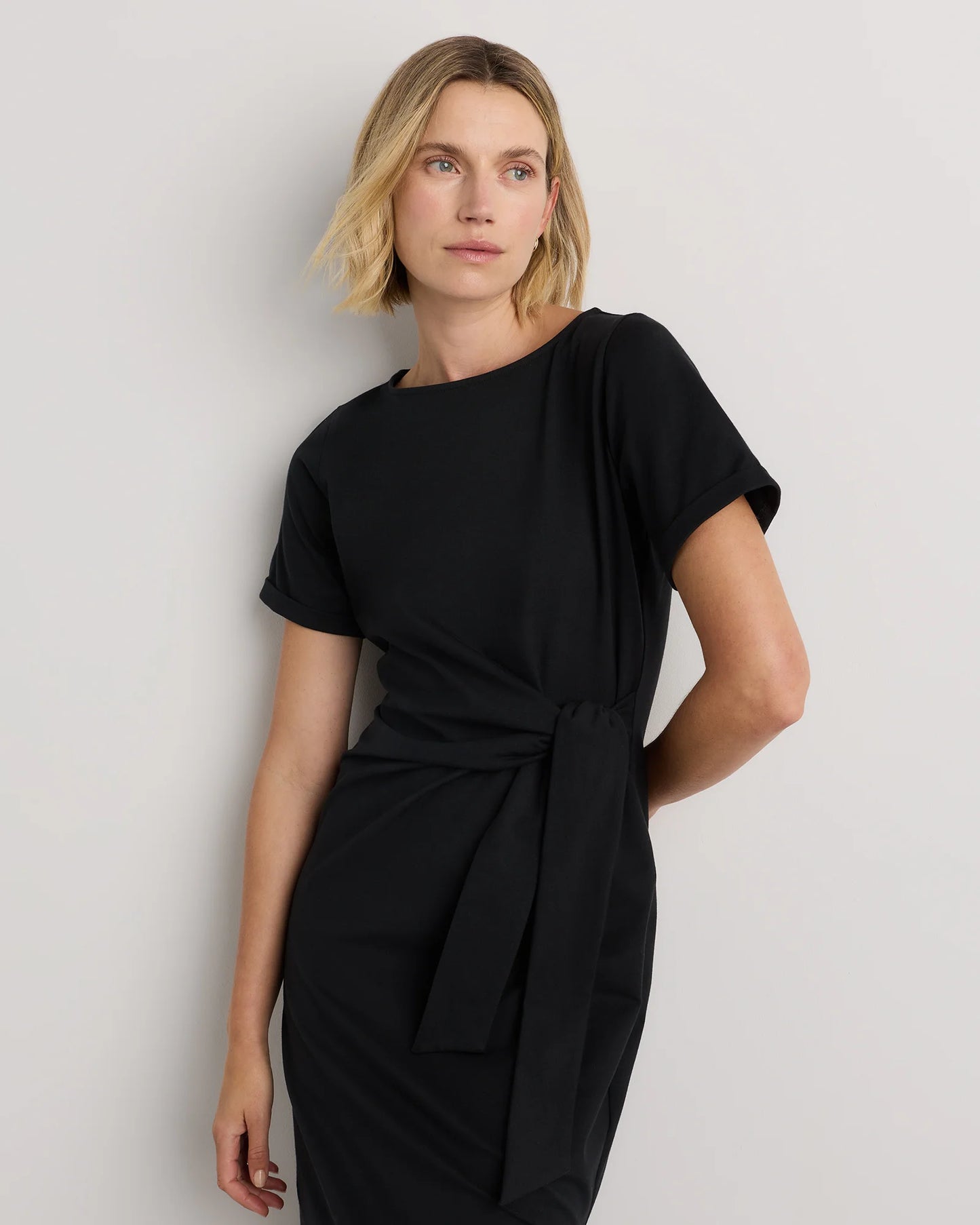 Stretch Cotton Jersey Side Tie Midi Dress - XS / Spiced Orange