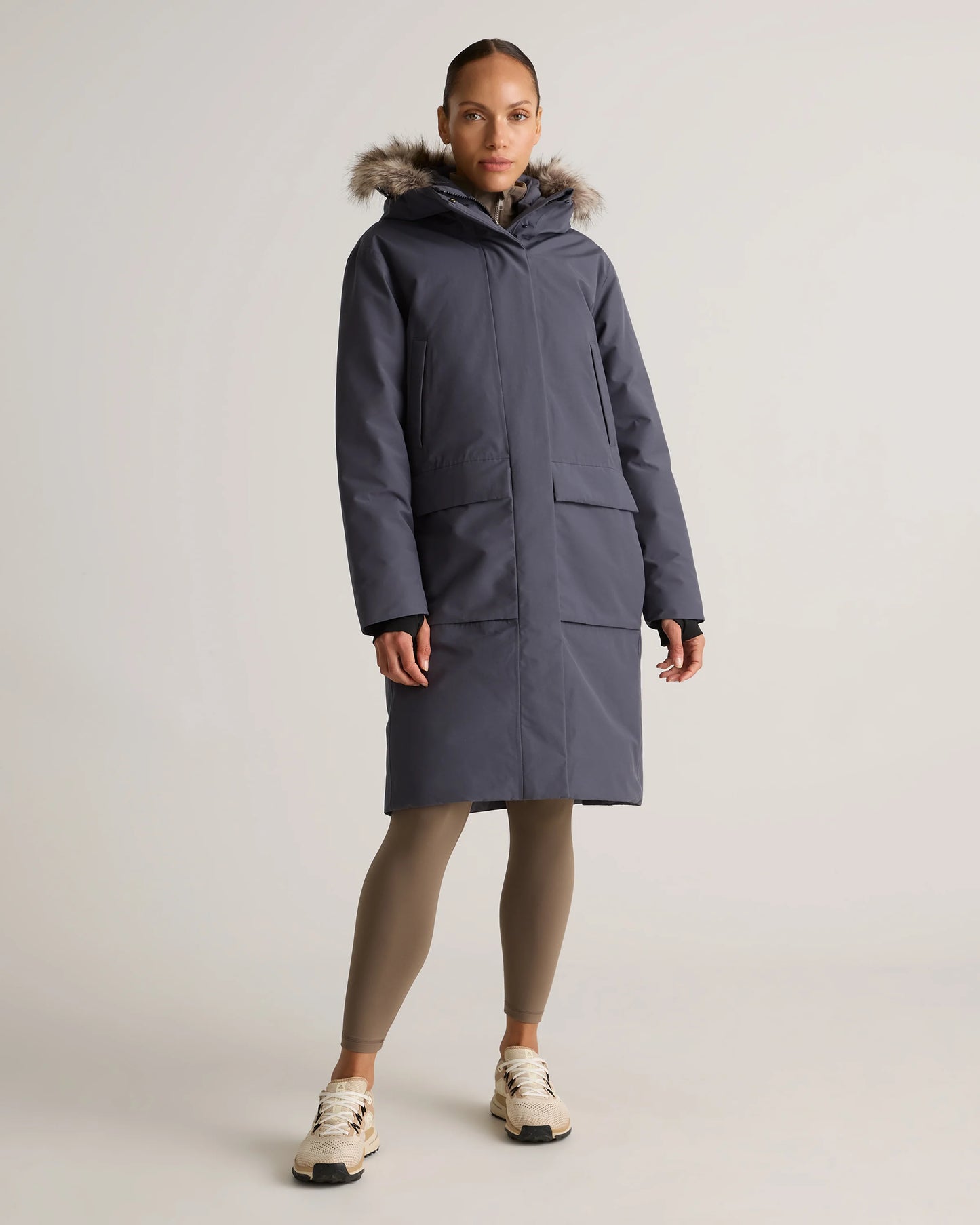Responsible Down Hooded Long Parka - XS / Storm Blue