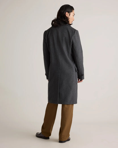 Italian Wool Double-Breasted Officer Topcoat - S / Heather Charcoal