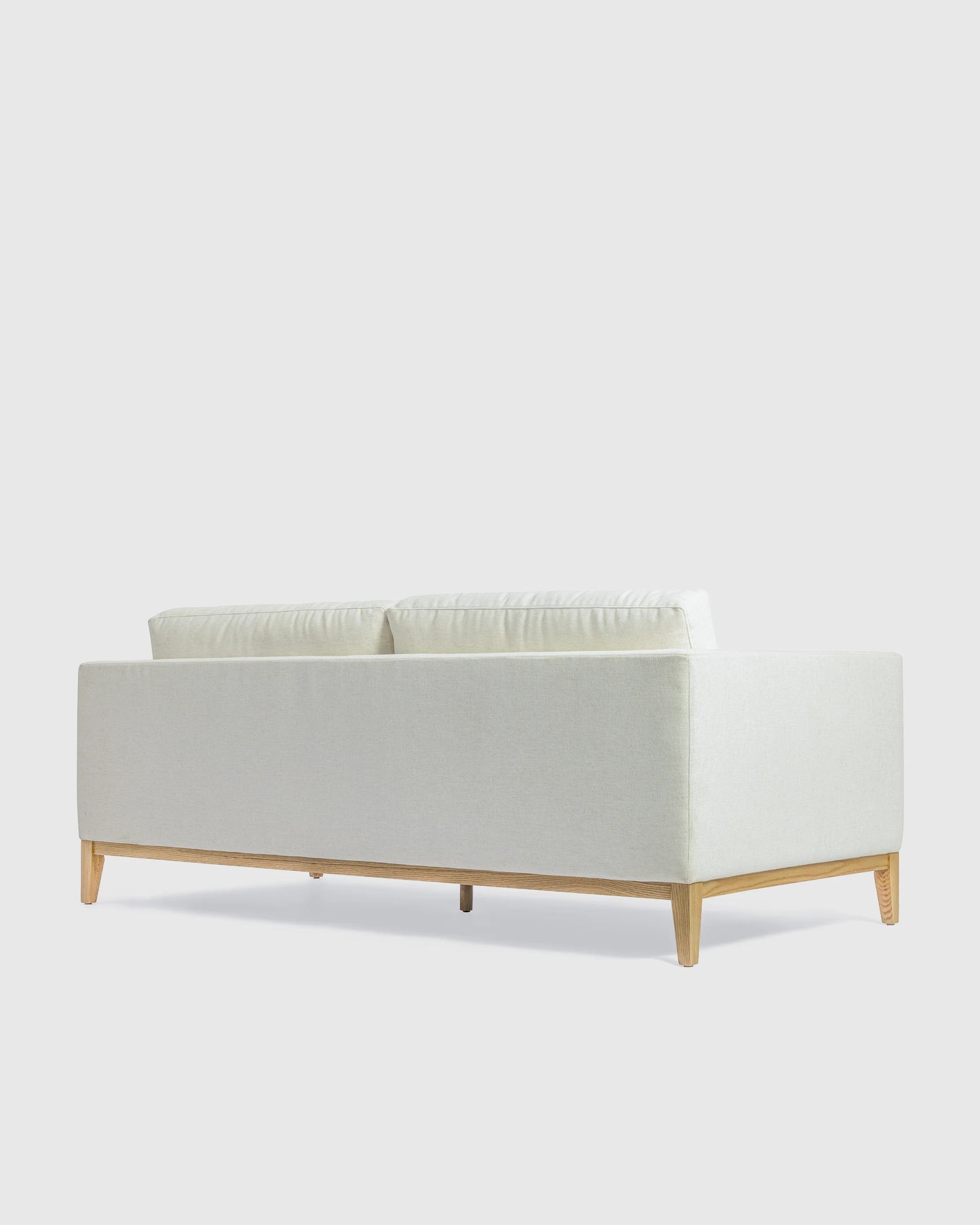 Performance Chenille Linen Blend Sofa with Solid Oak Base - 7ft / Snow