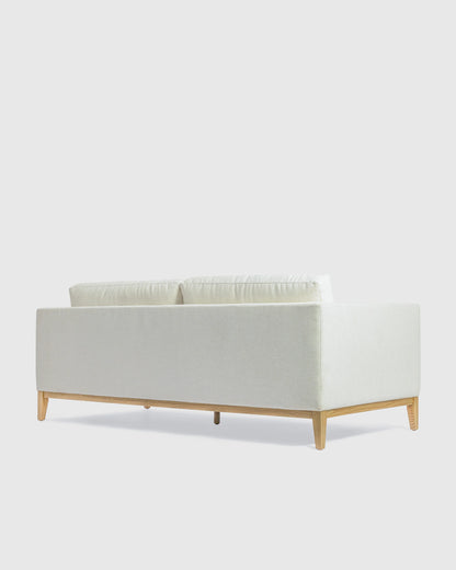 Performance Chenille Linen Blend Sofa with Solid Oak Base - 7ft / Snow