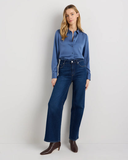 Washable Stretch Silk Blouse - XS / Moonstone Blue