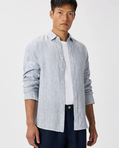 100% European Linen Relaxed Long Sleeve Shirt - XS / Flax