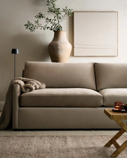 Brennan Sofa in Performance Velvet - 7ft / Taupe