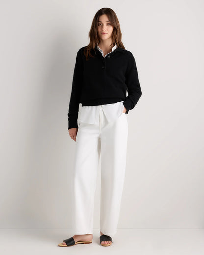 Mongolian Cashmere Button Polo Sweater - XS / Black
