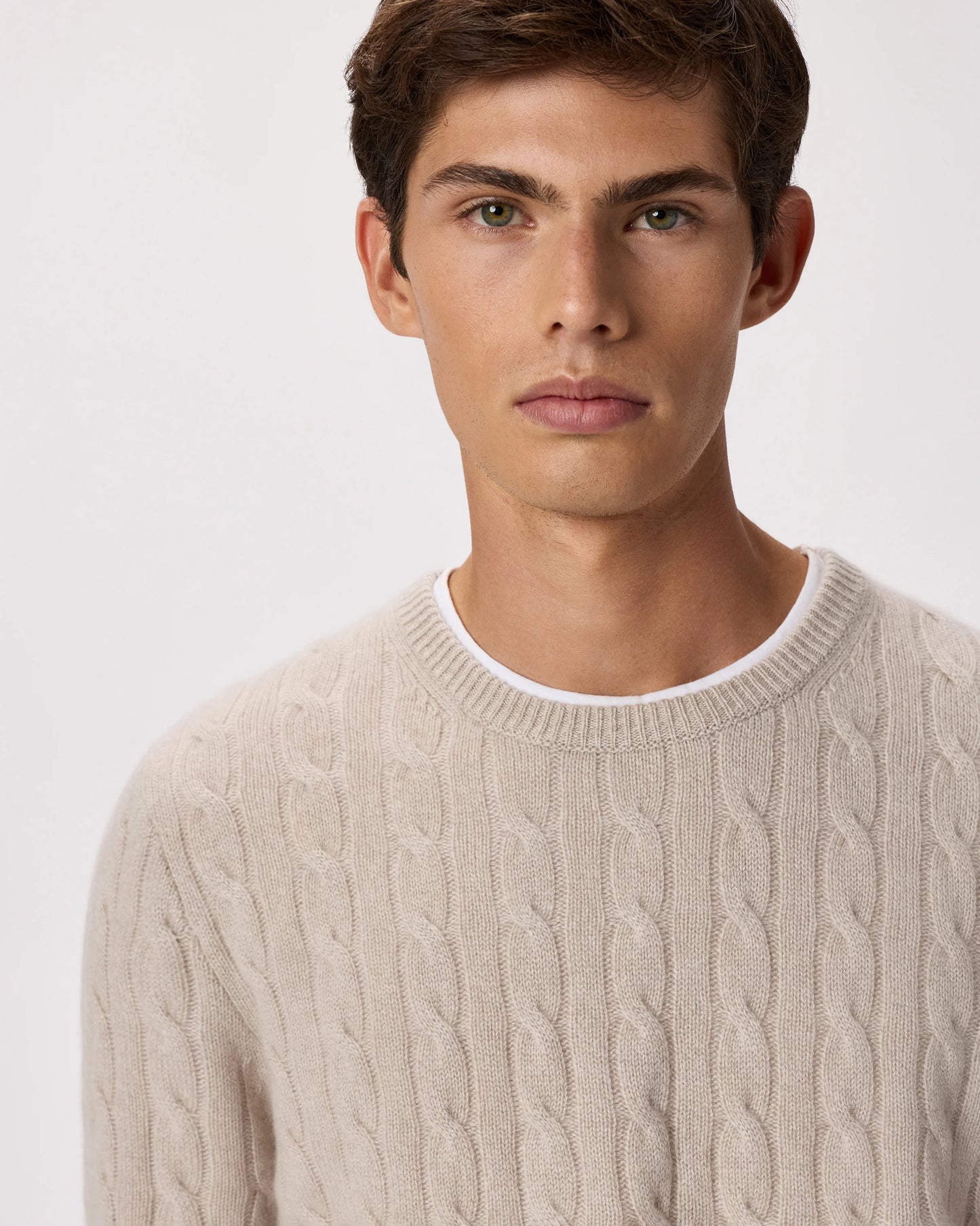 Mongolian Cashmere Classic Cable Crewneck Sweater - S / Teak