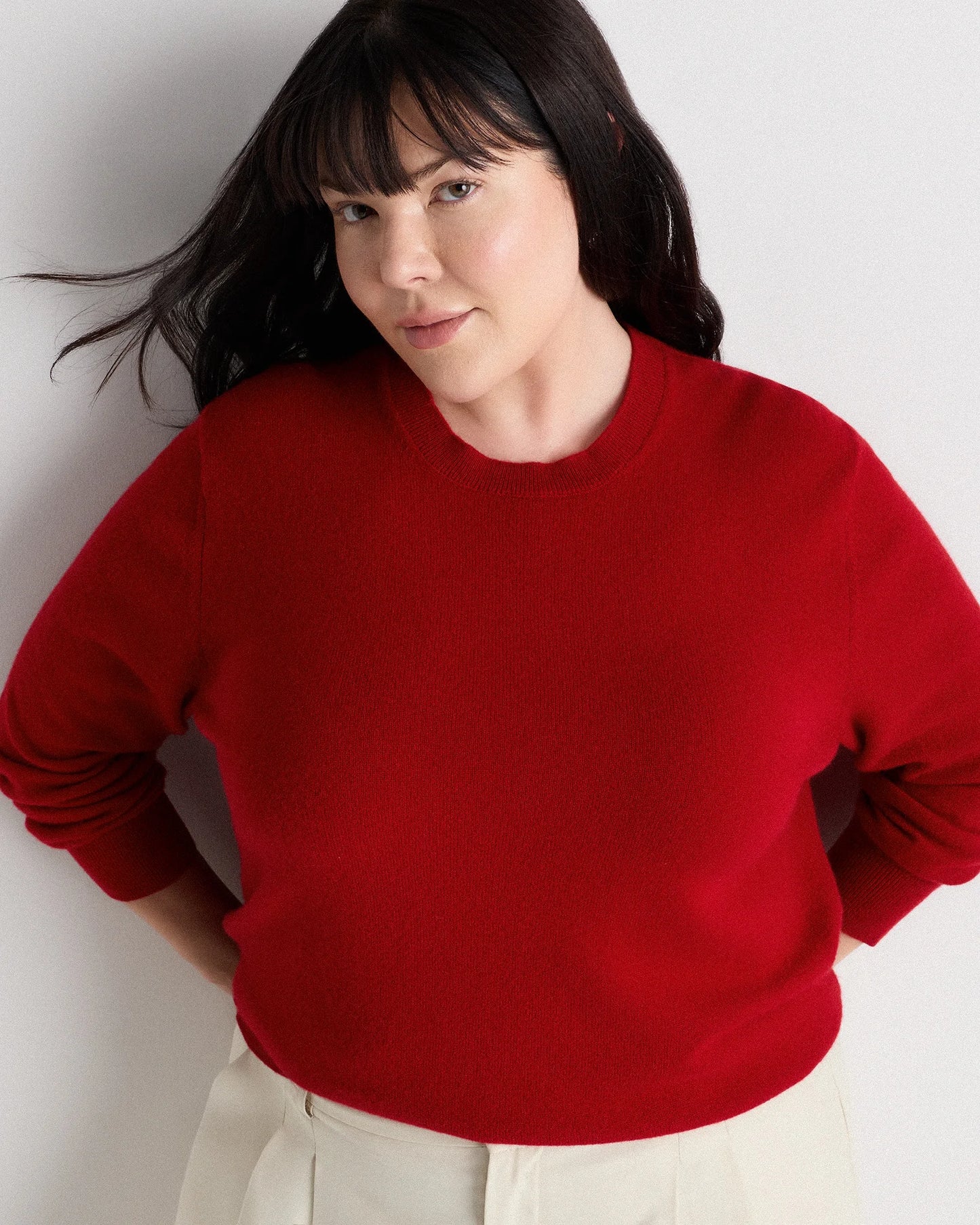 Mongolian Cashmere Crewneck Sweater - 1X / Pale Custard Yellow