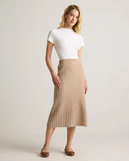 Mongolian Cashmere Midi Skirt - XS / Brown