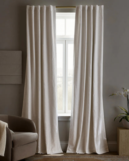 Textured Cotton True Blackout Curtain - 48x84 / White