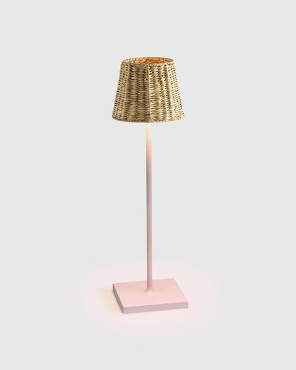Poldina Pro Rechargeable Table Lamp with Seagrass Shade by Zafferano - Regular / White