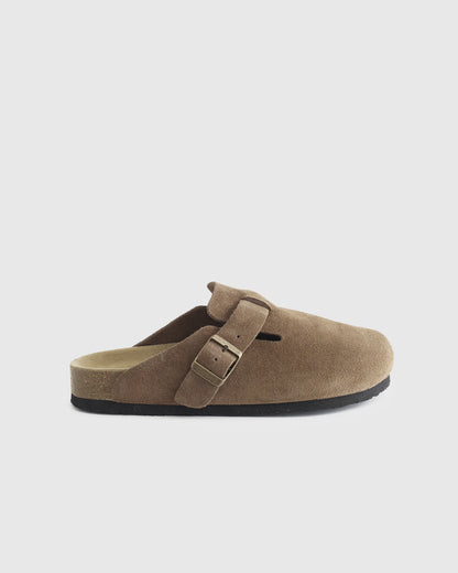 Water Repellent Suede Clog Mule - 5 / Dune