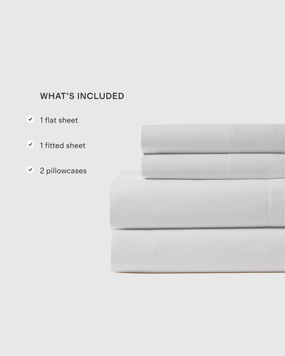 Organic Crisp Percale Sheet Set - Twin / White