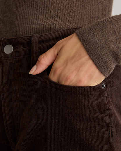 Organic Stretch Corduroy Straight Leg Pants - 0 / Espresso