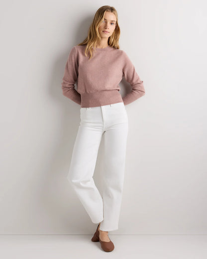 Mongolian Cashmere Shrunken Crewneck Sweater - XS / Ivory