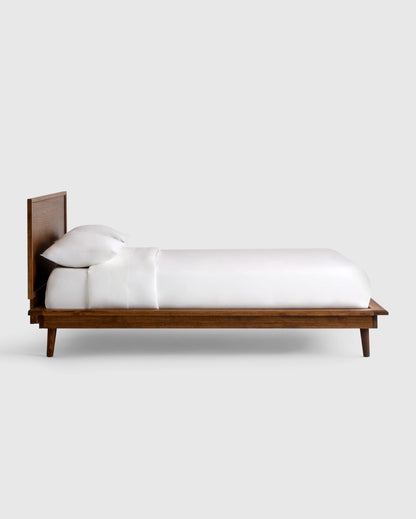 Solid Wood Midcentury Platform Bed - Queen / Chestnut Ash