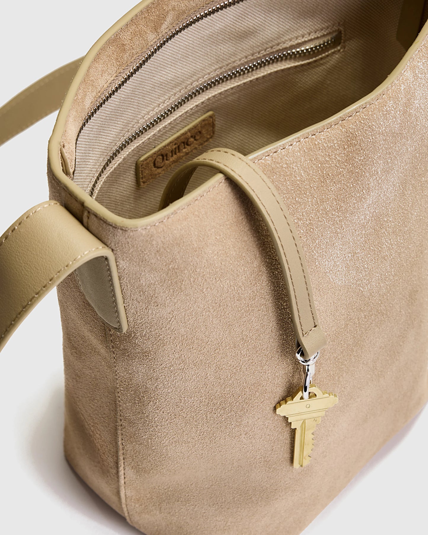 Italian Suede Bucket Crossbody - One Size / Sand