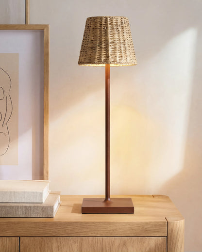 Poldina Pro Rechargeable Table Lamp with Seagrass Shade by Zafferano - Regular / White
