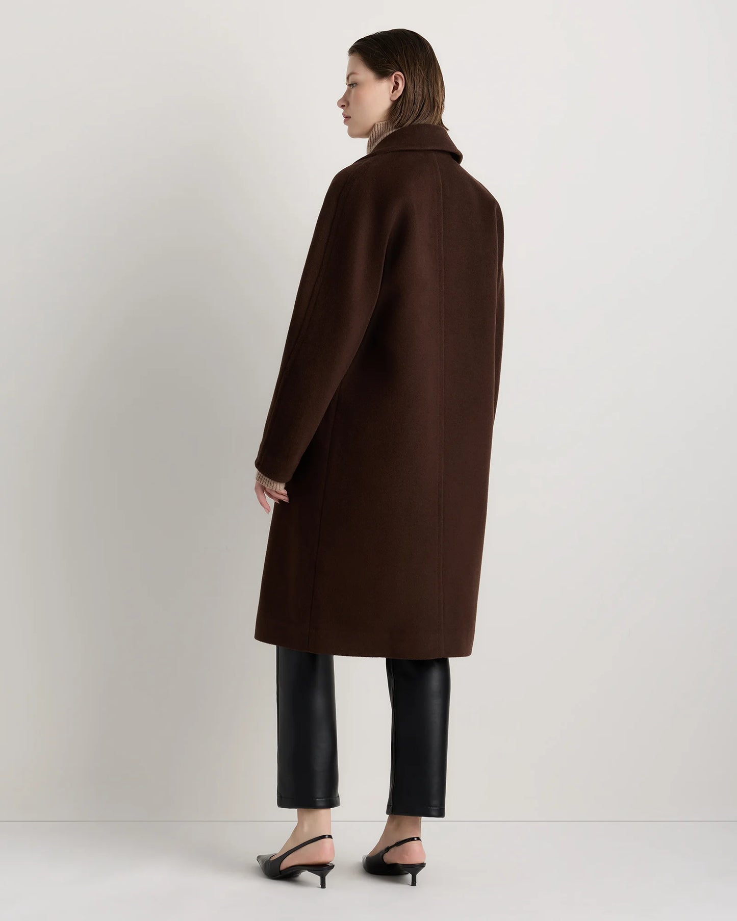 Wool Cashmere Double-Breasted Slouch Coat - XS / Winetasting