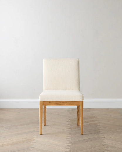Performance Fabric Dining Chair with Solid Oak Legs (Set of 2) - One Size / Snow/Natural