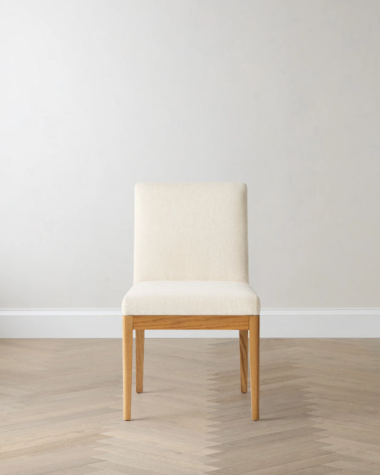 Performance Fabric Dining Chair with Solid Oak Legs (Set of 2) - One Size / Snow/Natural