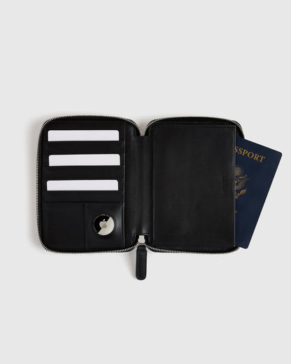 Nappa Leather RFID Zip Travel Wallet - One Size / Black
