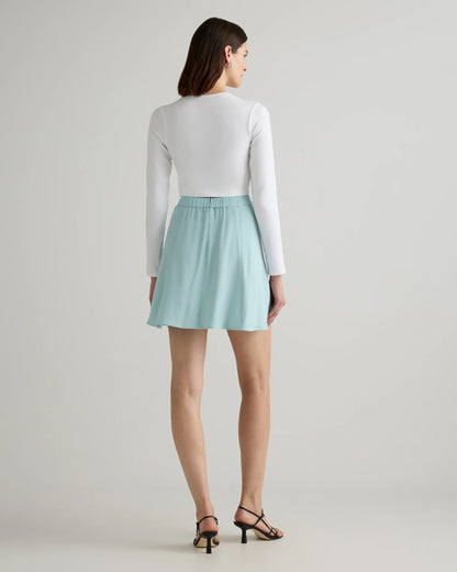 Lightweight Crepe A-Line Mini Skirt - XS / Moonstone Blue