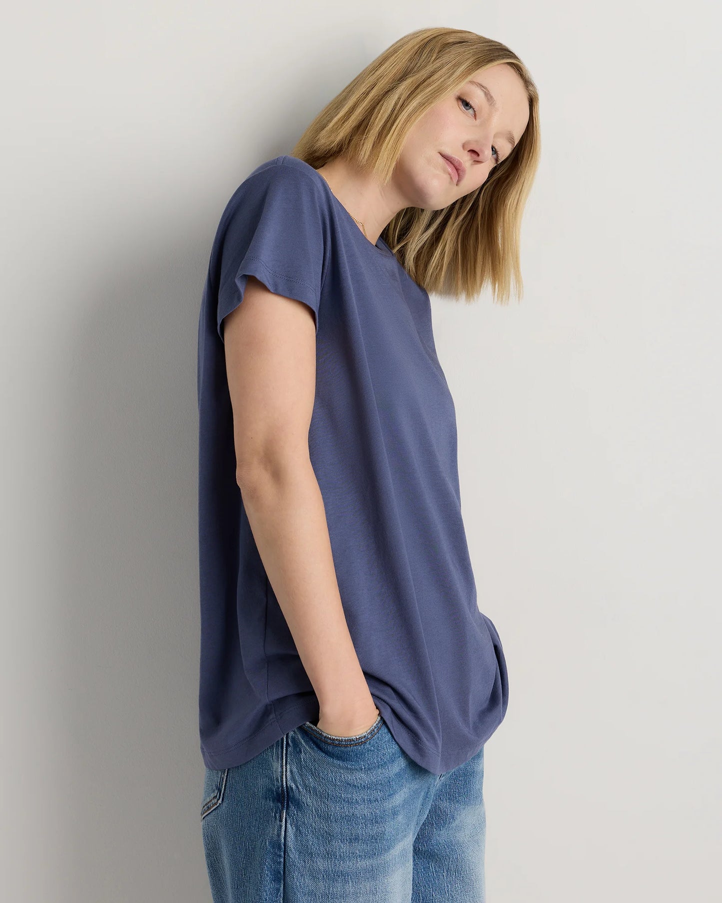 Cotton Modal Crew Neck Swing Tee - XS / White