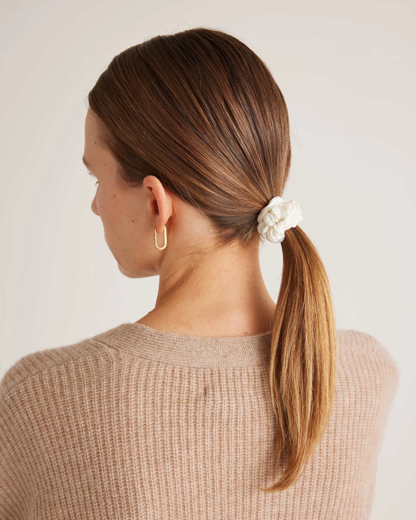 100% Washable Silk Skinny Scrunchies - One Size / Black/Ivory/Toasted Almond