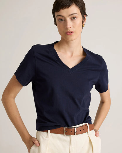 100% Organic Cotton Boxy V-Neck Tee (3-Pack) - XS / Deep Navy