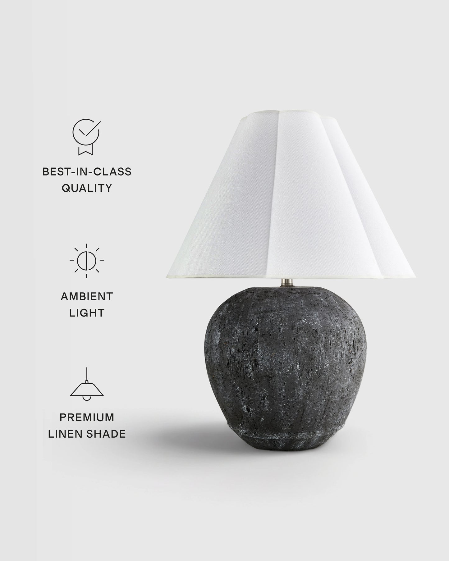 Rustic Cement Table Lamp with Fluted Shade - One Size / Black