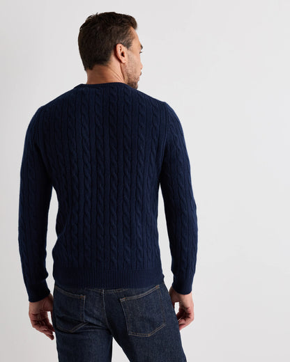 Mongolian Cashmere Classic Cable Crewneck Sweater - S / Teak